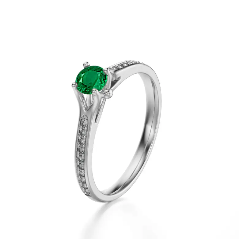 Pierścionek z białego złota ze szmaragdem AJPZ_122